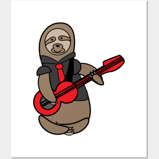 Sloth Playing Guitar Kawaii Posters and Art
